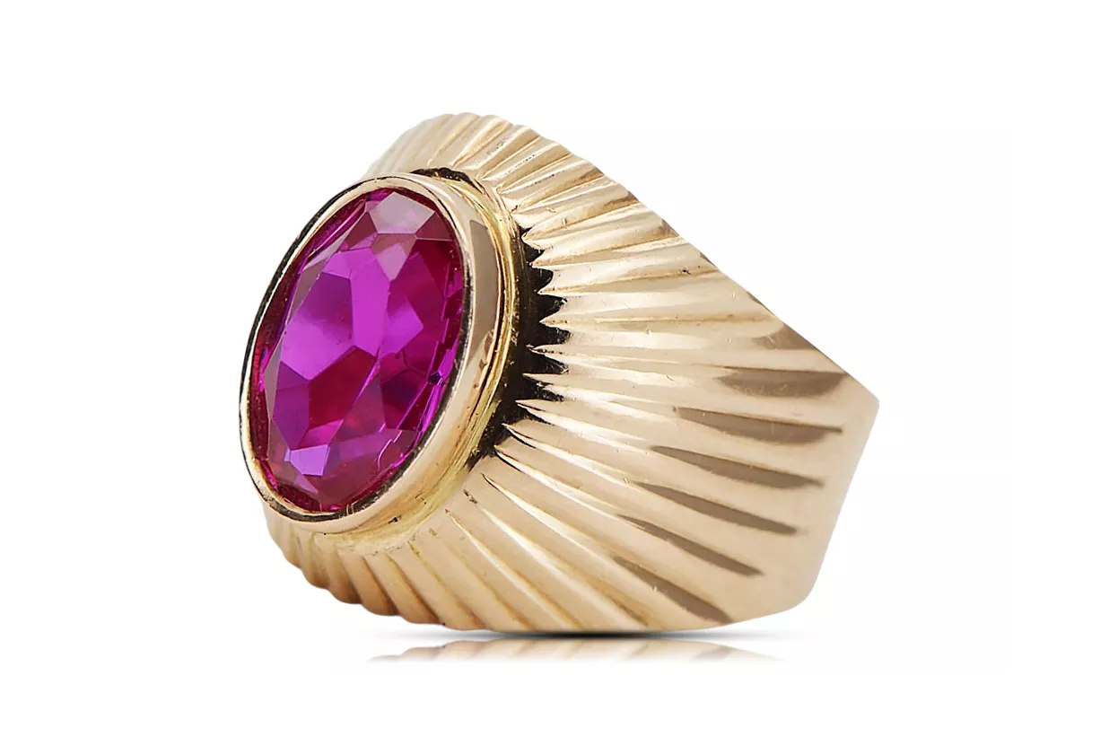 Amethyst originální vinobraní 14k produkt s růžovým zlatým kroužkem vintage unikátní Vrc127r